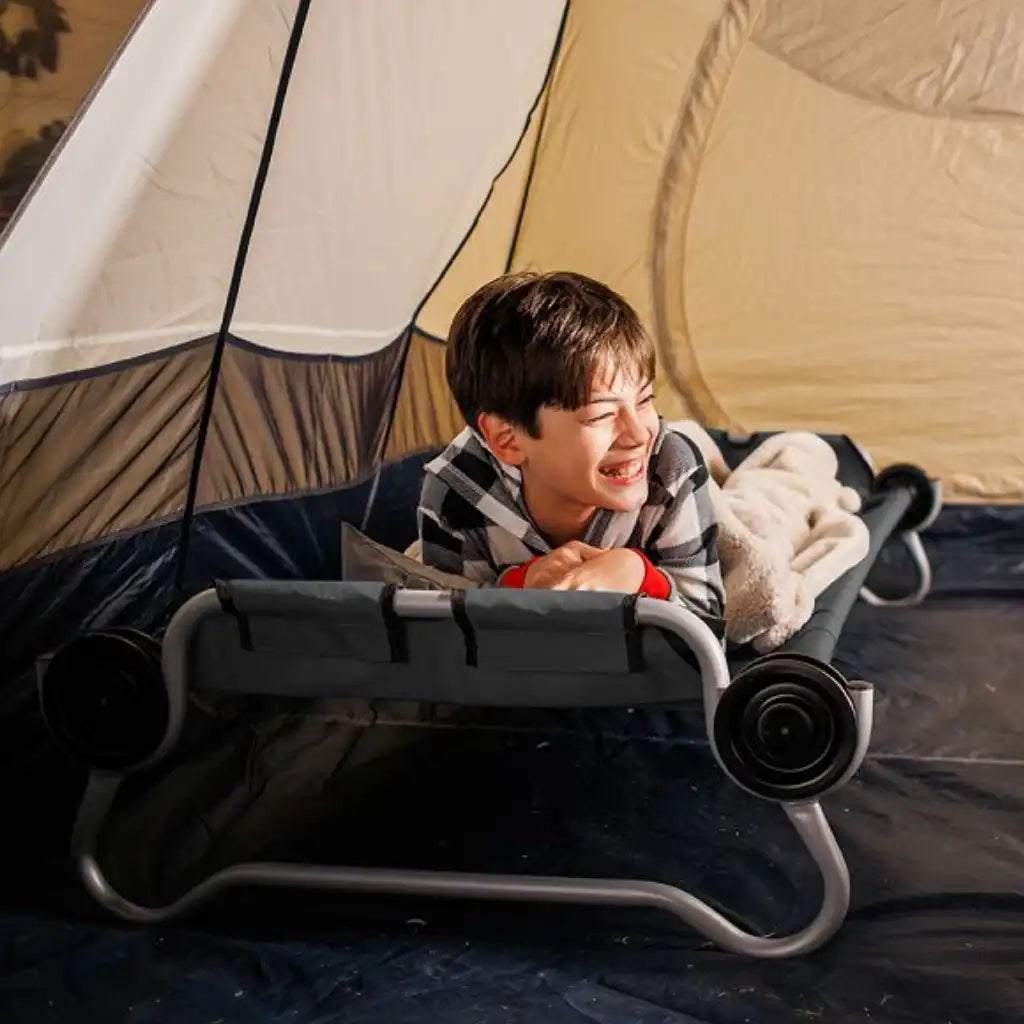 Kid-O-Bunk w/ Organiser - Grey Fabric / Black Steel Frame
