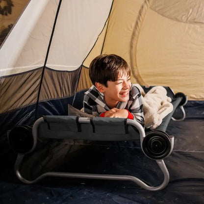 Disc-O-Bed Australia Kid-O-Bunk w/ Organiser - Grey Fabric / Black Steel Frame Disc-O-Bed