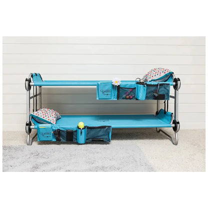 Disc-O-Bed Australia Kid-O-Bunk w/ Organiser - Teal Blue Fabric / Grey Frame Bunks