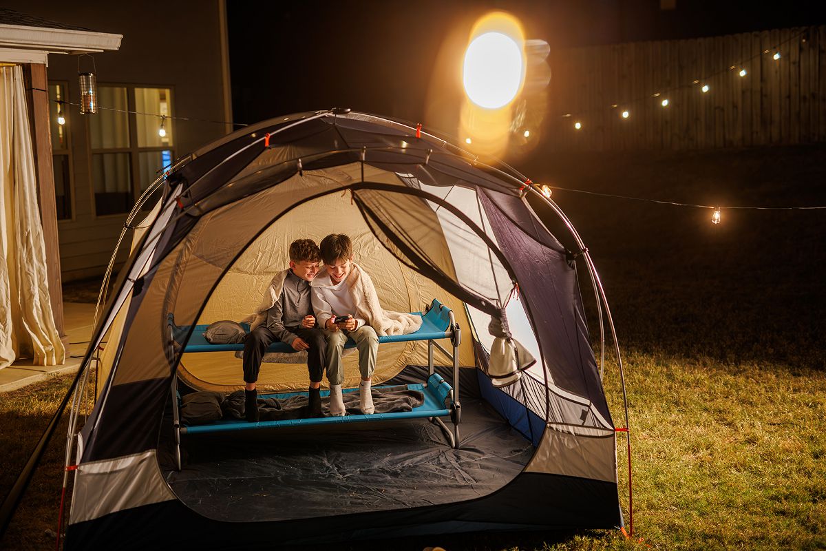 Kid-O-Bunk w/ Organiser - Teal Blue Fabric / Grey Frame