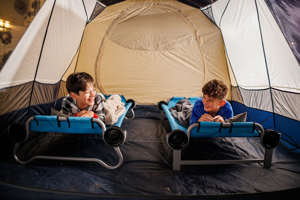 Kid-O-Bunk w/ Organiser - Teal Blue Fabric / Grey Frame